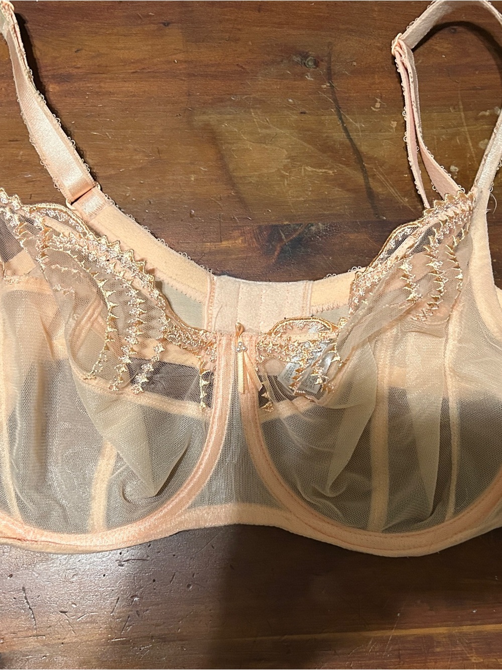 Wacoal Sheer Embroidered Underwire Bra in Peach